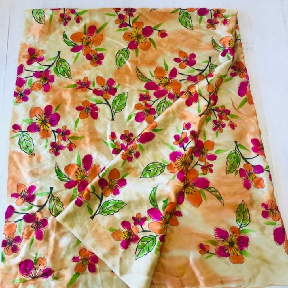 BRIGHT FUCHSIA AND MULTI COLOR FLORAL FABRIC